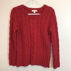 Coldwater Creek, Sz L, Red Cable knit sweater.